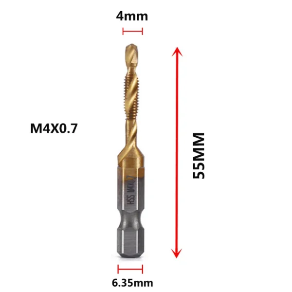 Hex Shank Titanium Plated HSS Screw Thread Metric Tap Drill Bits Screw Machine Compound Tap M3 M4 M5 M6 M8 M10 Hand Tools - Image 28