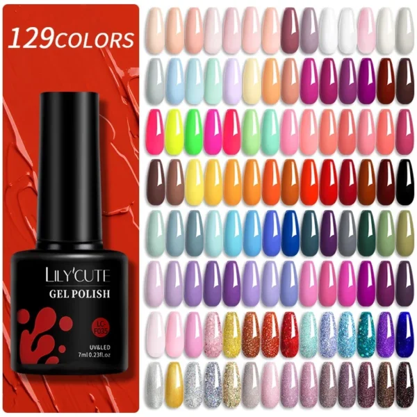 LILYCUTE 129 Colors 7ML Nail Gel Polish Nail Supplies Vernis Semi Permanent Nail Art Manicure Soak Off LED UV Gel Nail Varnishes - Image 158