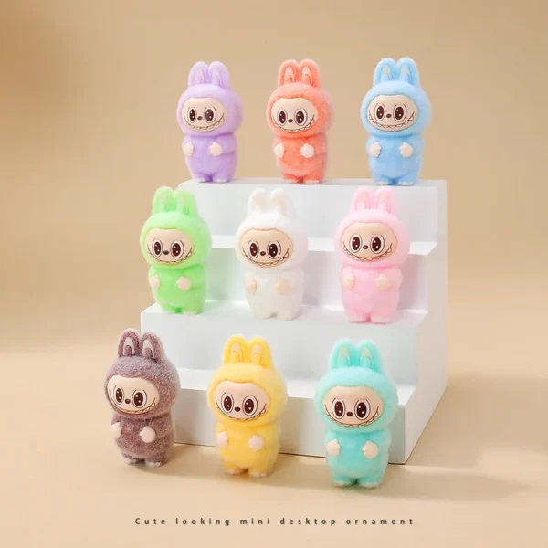 1/9PCS 4cm Cartoon Labubu Series Mini Flocking Exquisite Cute Doll Gift Diy Pendant Accessories Decoration Kawaii Toys Gifts - Image 13