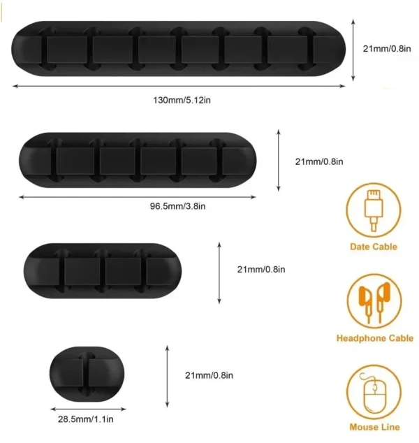 VIKEFON Cable Cord Wire Organizer Silicone USB Cable Winder Management Clips Self Adhesive for Mouse Keyboard Headset For iPhone - Image 6