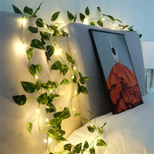 Flower Green Leaf String Lights Artificial Vine Fairy Lights Battery Powered Christmas Tree Garland Light for Weeding Home Decor - Image 9