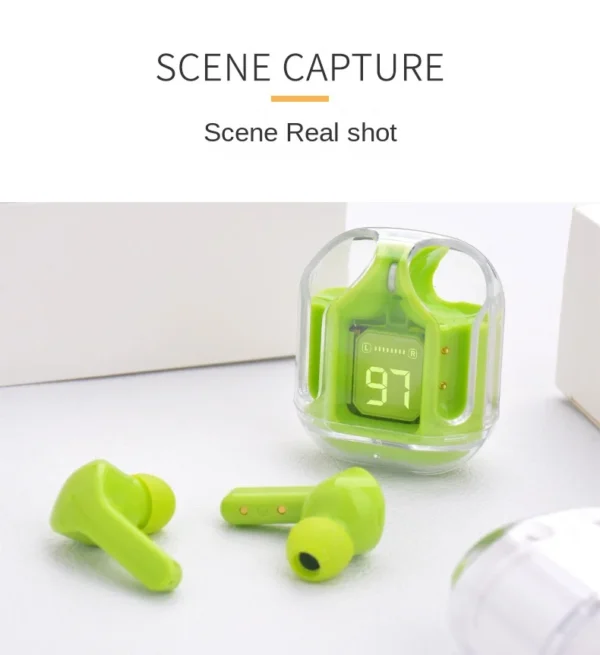 TWS Wireless Earphones Transparent Bluetooth In Ear Headset ENC Sports Headphones LED Power Digital Display Stereo Sound Earbuds - Image 6