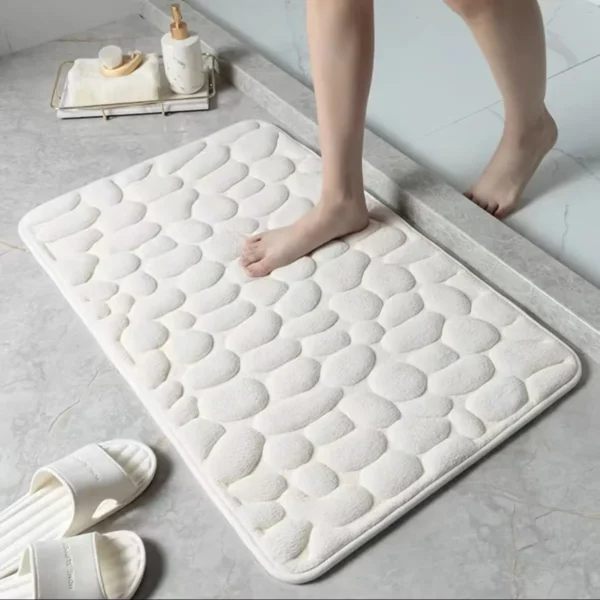1pc Memory Foam Embossed Velvet Carpet Bathroom Living Room Non-Slip Mat Cobblestone Floor Mat Home Furnishings - Image 2