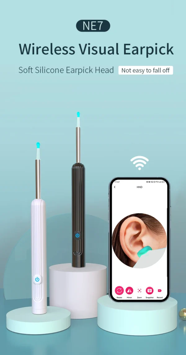 Smart Visual Ear Cleaner with Camera 1296P Ear Sticks USB C Charging Ear Wax Removal Tool WIFI Connection 6 LED Lights Earpick - Image 9