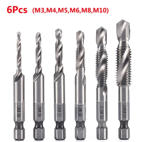 Hex Shank Titanium Plated HSS Screw Thread Metric Tap Drill Bits Screw Machine Compound Tap M3 M4 M5 M6 M8 M10 Hand Tools - Image 7