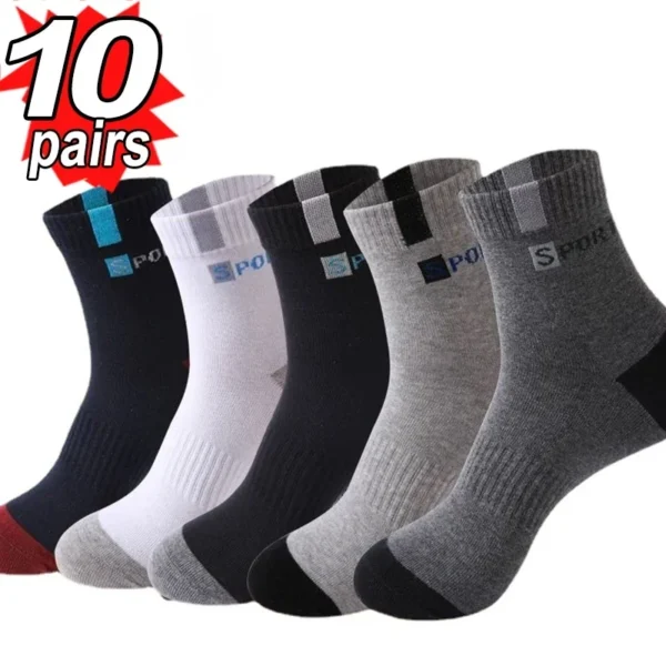10pairs Breathable Cotton Sports Stockings Men Bamboo Fiber Autumn and Winter Men Socks Sweat Absorption Deodorant Business Sox - Image 9