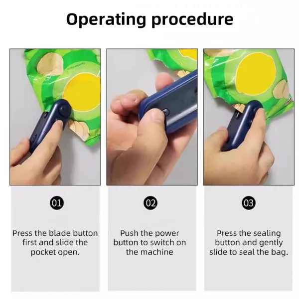 Mini Heat Bag Sealing Machine Package Sealer Bags Plastic Food Sealer Clip Bag Handheld Sealer Food Packaging Heat Sealer - Image 5