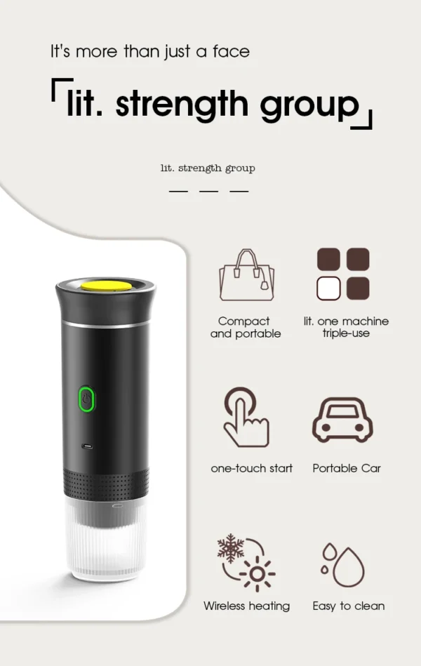 Wireless Electric Portable Espresso Coffee Machine for Car & Home Camping Coffee Maker 3-in-1 Capsule Powder Travel Coffee Maker - Image 22