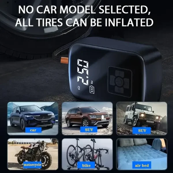 1pc Wireless Car Air Compressor Air Pump Electric Tire Inflator Pump for Motorcycle Bicycle Boat AUTO Tyre Balls Inflatable - Image 4