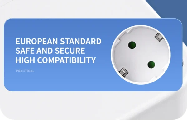 EU plug and socket 4 sockets, multi plug wall power plug and socket without extension cable or USB and Type-C port - Image 15