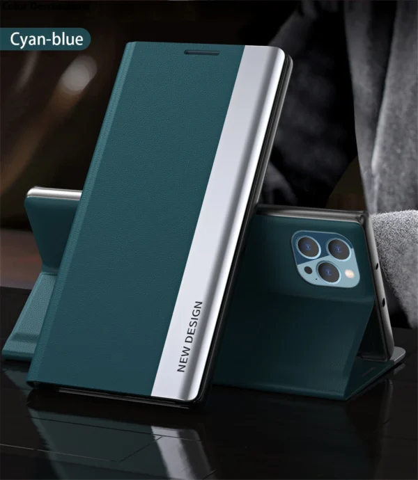 For Iphone 15 Pro Max Case Luxury Plating Leather Flip Cover For I Phone 15 Iphone15 ProMax 15Pro Plus Magnetic Stand Book Coque - Image 2