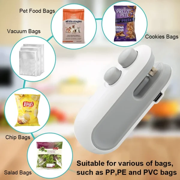 Mini Heat Bag Sealing Machine Package Sealer Bags Plastic Food Sealer Clip Bag Handheld Sealer Food Packaging Heat Sealer - Image 11