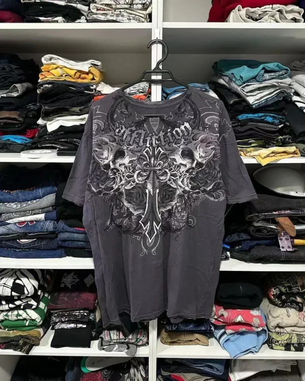 American street new fashion xzavier double-sided oversized printed cotton top personalized hip-hop Harajuku retro clothing - Image 18