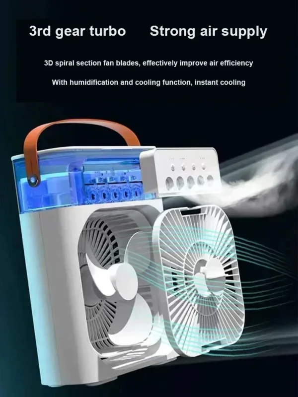 New 3 In 1 Fan AIr Conditioner Household Mini Air Cooler LED Night Light Portable Humidifier Air Adjustment Fan Office Home Fan - Image 10