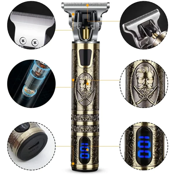 T9 LCD Electric Hairdresser Oil Shaving Head Electric Pusher Carving Electric Pusher Clipper Hair Precision Trimmer for Men Care - Image 2