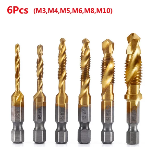 Hex Shank Titanium Plated HSS Screw Thread Metric Tap Drill Bits Screw Machine Compound Tap M3 M4 M5 M6 M8 M10 Hand Tools - Image 8