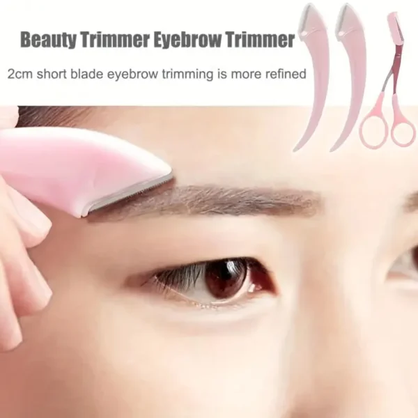 Eyebrow Trimmer Set, Curved Eyebrow Razor, Eyebrow Scissors With Comb, Convenient Easy Beauty Tools For Beginners - Image 4