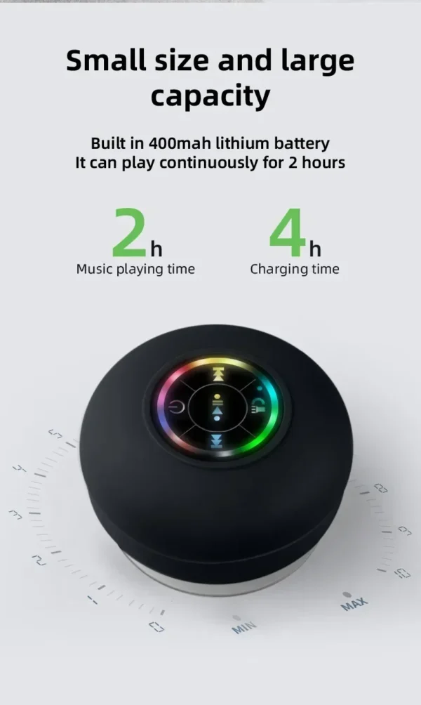 Mini Portable Bluetooth Audio IPX4 Waterproof Led Lights Bathroom Outdoor Large Suction Cup Can Be Adsorbed Wall Speaker - Image 15
