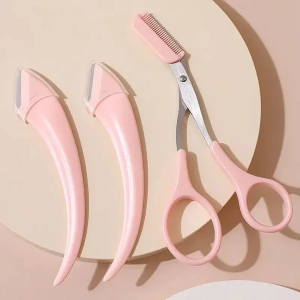 Eyebrow Trimmer Set, Curved Eyebrow Razor, Eyebrow Scissors With Comb, Convenient Easy Beauty Tools For Beginners - Image 2