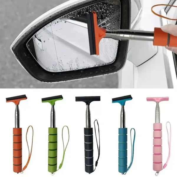 Car Rearview Mirror Wiper Cleaning Tool Auto Glass Mist Cleaner Scraper Car Accessories Handle Telescopic Window Cleaning Brush - Image 14