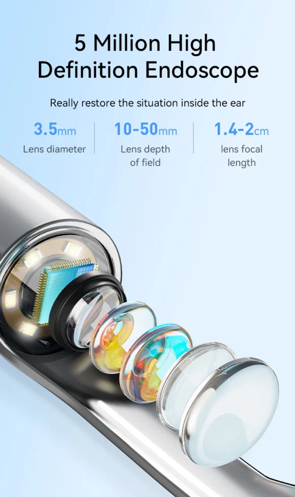Visual Ear Wax Cleaner with Camera Safe Earwax Removal Endoscope with 5M Camera Luminous Otoscope Ear Cleaning Tools Ear Care - Image 12