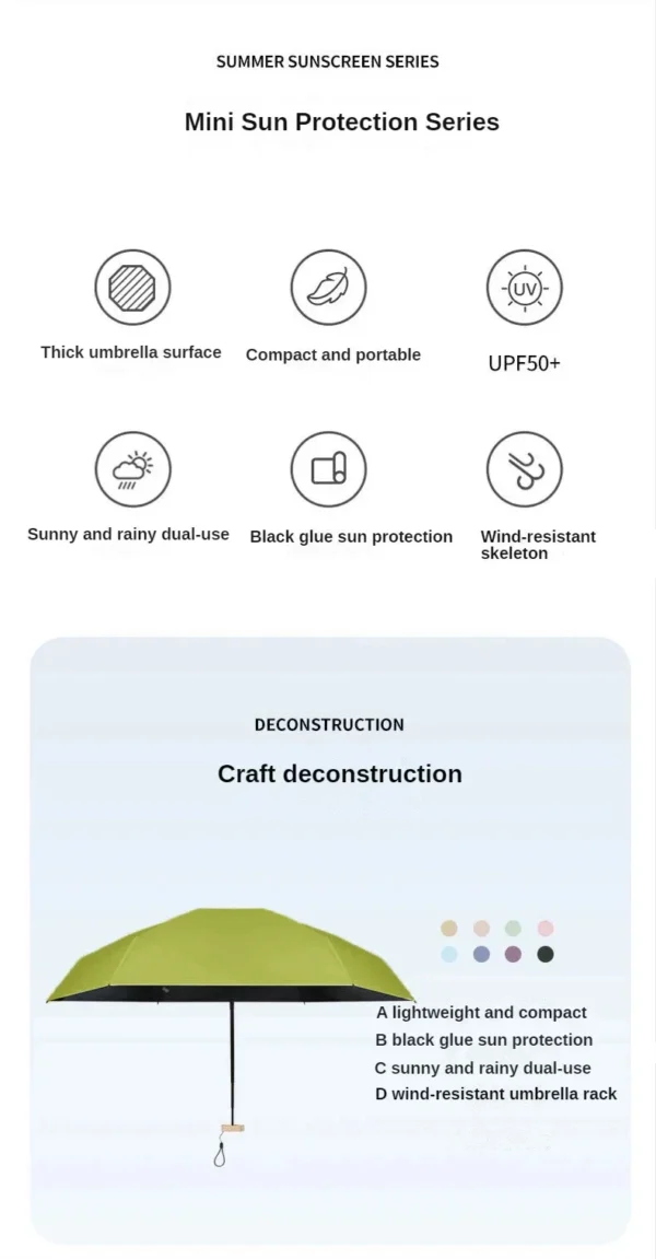 1Pc 55% Off Mini Sun Umbrella Pocket Rain Umbrella Vinyl Folding UV Ultraviolet Protection Sun Shade Pocket Parasol Capsule - Image 13