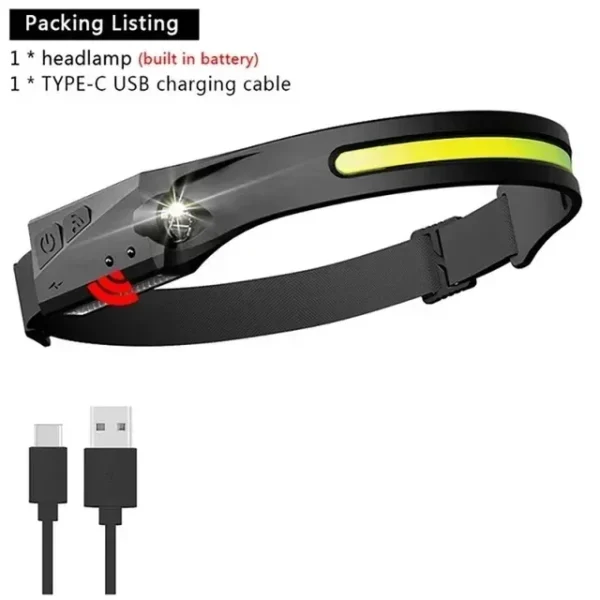 230°Bright Beam Headlamp LED Sensor Head lamp Built-in Battery USB Rechargeable Head Flashlight Outdoor Camping Fishing Headligh - Image 11