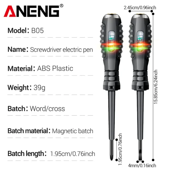 ANENG B05 Word/cross Screwdrivers Neon Bulb Indicator Meter Electric Pen Insulated Electrician Highlight Pocket Tester Pen Tools - Image 6
