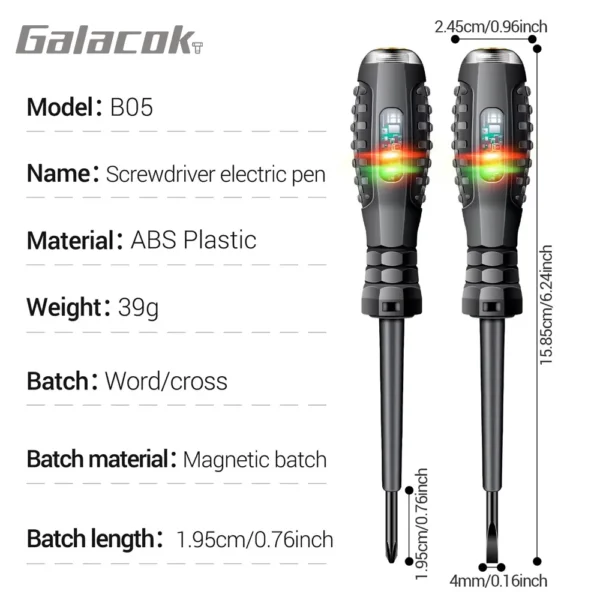Multifunctional Electrician Test Screwdriver AC Non-contact Induction Test Pen Voltage Tester 70-600V Red Green Induction Lights - Image 6