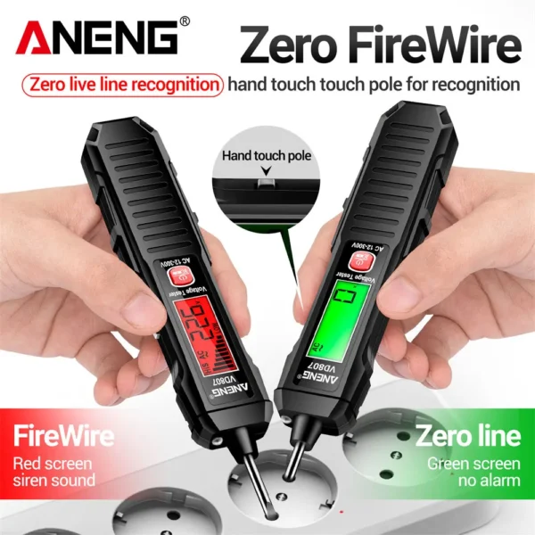 ANENG VD807 One-word Induction Portable 50/60Hz Smart Electric Pen Tester NCV Sensor AC 12-300V Non-contact Wire Detector Tools - Image 4