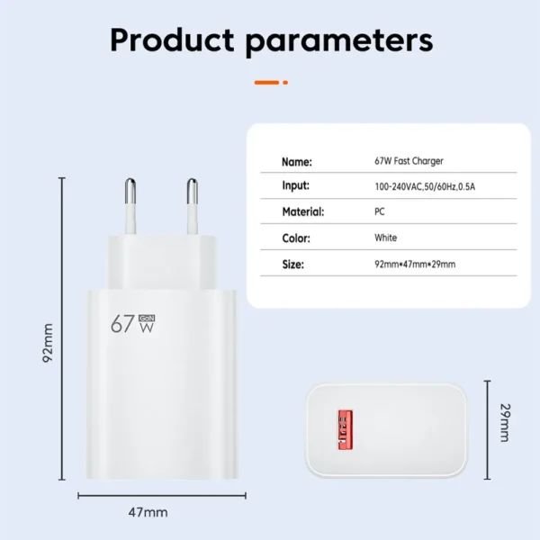 67W USB Fast Charger With 6A Type C Cable Phone Power Adapter For Xiaomi Mi 12 POCO X5 X4 Pro Redmi Note 10 11 Charging Adapter - Image 13