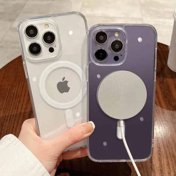 For Magesafe Magnetic Transparent Wireless Charge Case For iPhone 11 12 13 14 15 16 Pro Max Plus Mini X 7 8 Shockproof PC Cover - Image 9