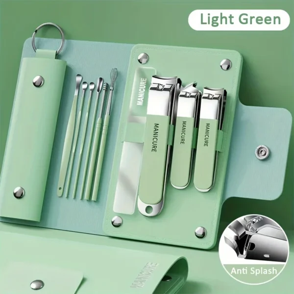 Ouriner 6-18Pcs Portable Manicure Sets Pedicure Kits Bright Black Nail Clipper Set Personal Care Tools Eyebrow Scissors - Image 23