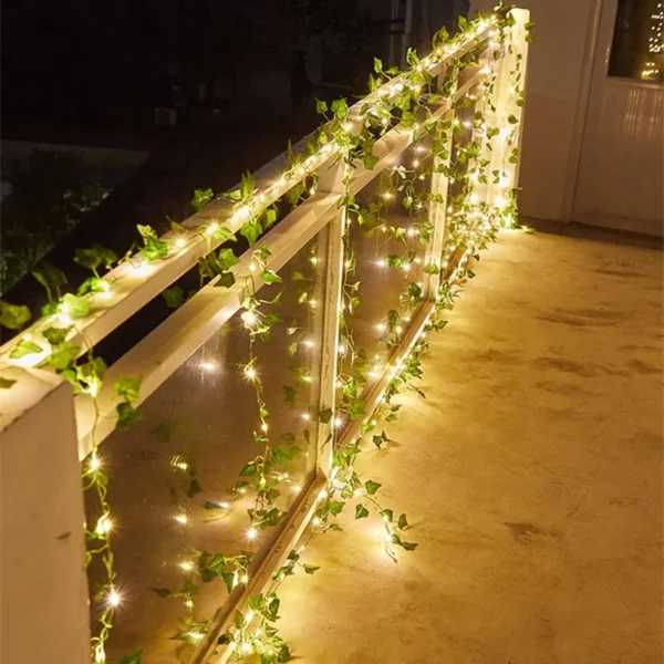 Flower Green Leaf String Lights Artificial Vine Fairy Lights Battery Powered Christmas Tree Garland Light for Weeding Home Decor - Image 13
