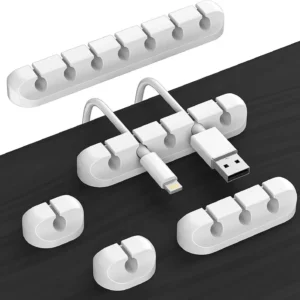 VIKEFON Cable Cord Wire Organizer Silicone USB Cable Winder Management Clips Self Adhesive for Mouse Keyboard Headset For iPhone