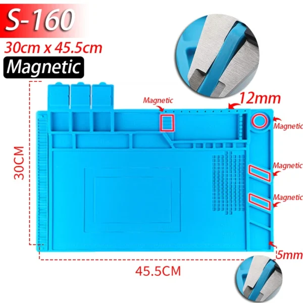 Soldering Station Mat Silicone Work Mat Heat Resistant 932°F Anti-Static Magnetic Mat for Electronic Phone Laptop Watch Repair - Image 11