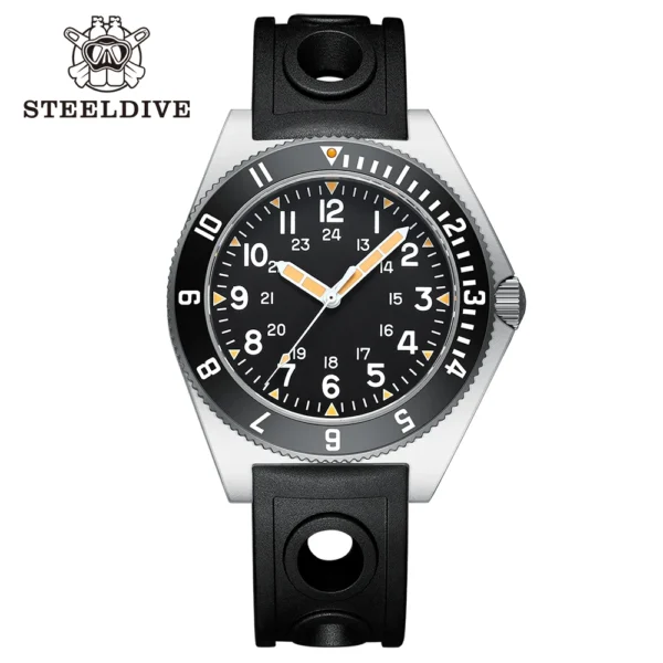 STEELDIVE SD1944 New 45MM Case Black Ceramic Bezel200M Waterproof NH35 Bright Luminous Sapphire Glass Automatic Dive Watch Reloj - Image 8
