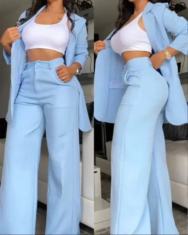 Elegant Autumn Women's Blazer and Pants Two Piece Set Female Outifits Fashion Notched Collar Coat & Pocket Design Trouser Suit - Image 10