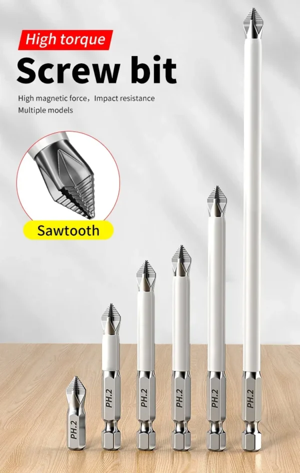 6 PCS Cross Screwdriver Head Strong Magnetic Anti Slip High Hardness Electric Screwdriver Tool Electric Drill Extended Hexagonal - Image 8
