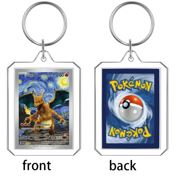 Anime Cartoon Card Acrylic Keychain Van Gogh Museum Pikachu Charizard Squirtle Collection Creative Pendant Charm Accessories Toy - Image 16