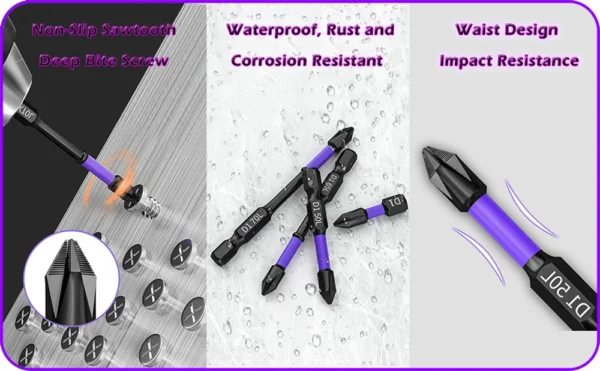 6/12 Pcs Magnetic Screwdriver Bits Non-slip Shockproof Phillips Impact Bits Hex Shank Alloy Steel Bits Suitable for Power Tools - Image 10