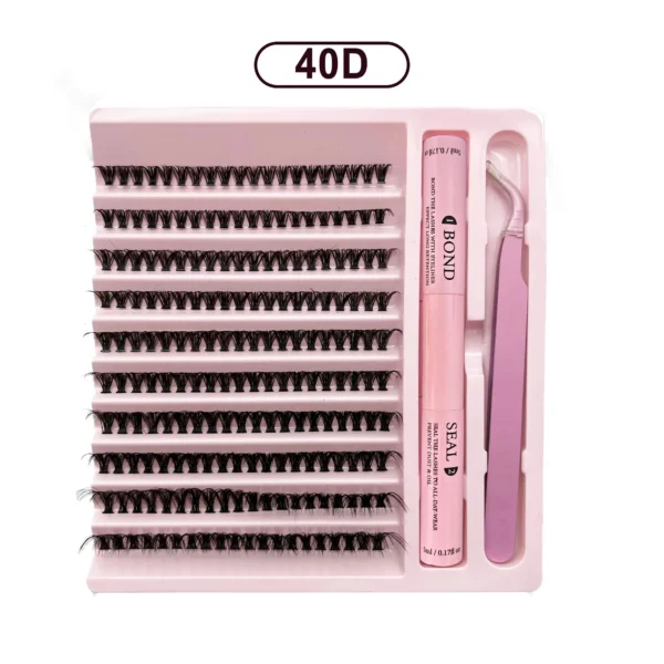 Lashes Clusters Set Extensions Kit Fake eyelashes Mix Lash Clusters with Lash Bond Seal and Lash Applicator Tool Makeup - Image 9