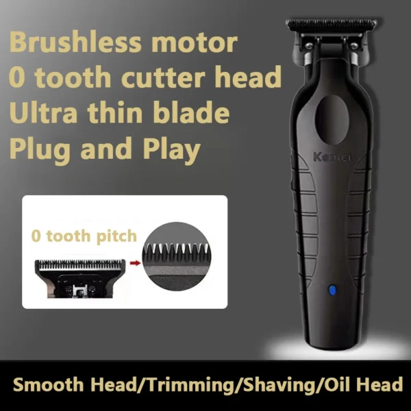 Kemei 2299 Barber Cordless Hair Trimmer 0mm Zero Gapped Carving Clipper Detailer Professional Electric Finish Cutting Machine - Image 13