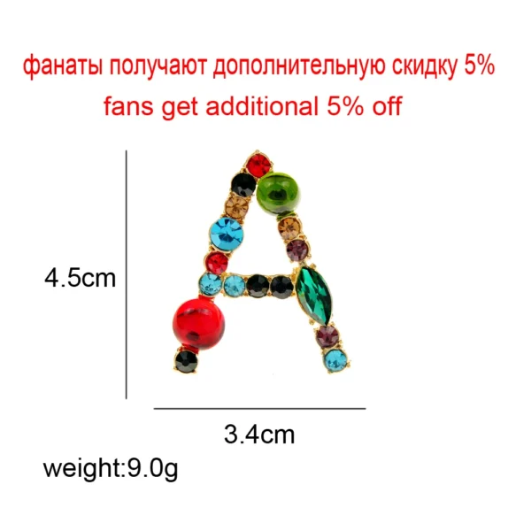 CINDY XIANG 26 Letters Rhinestone Alphabet Brooch Letter Pin Colorful Design Fashion Jewelry ABC Pin High Qulaity Winter Gift - Image 29