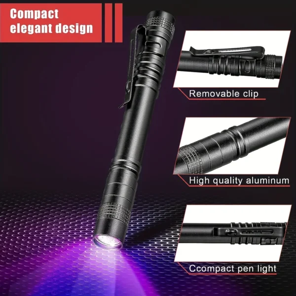 UV Flashlight 395nm Ultraviolet Torch With Pen Clip Portable AAA Batteries Used Violet Light Pet Urine Scorpion Detector UV Lamp - Image 15