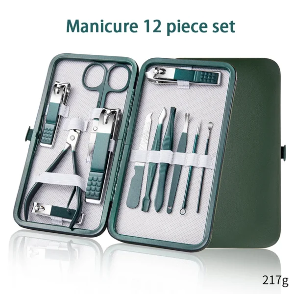 Ouriner 6-18Pcs Portable Manicure Sets Pedicure Kits Bright Black Nail Clipper Set Personal Care Tools Eyebrow Scissors - Image 21