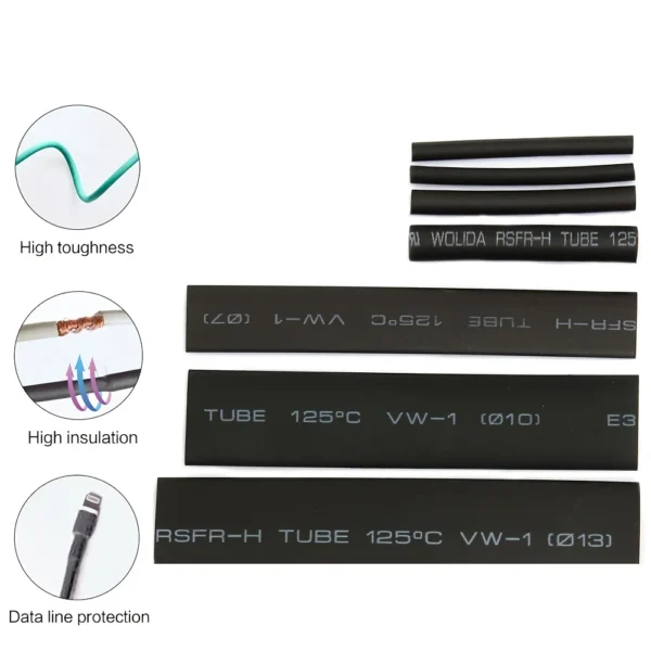 127Pcs Heat Shrink Tube Sleeving Tubing Assortment Kit Electrical Connection Electrical Wire Wrap Cable Waterproof Shrinkage 2:1 - Image 4