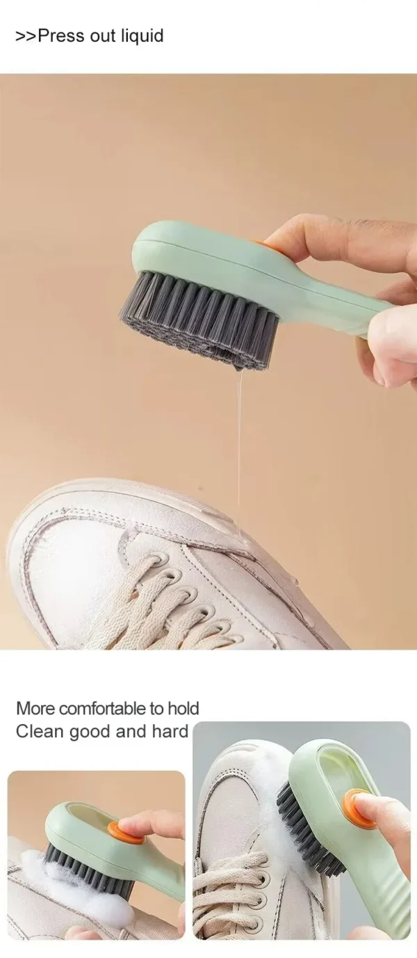 Multifunction Cleaning Shoe Brush Soft Automatic Liquid Shoe Brush Long Handle Clothes Soap Brush With Hook Clean Tool - Image 9