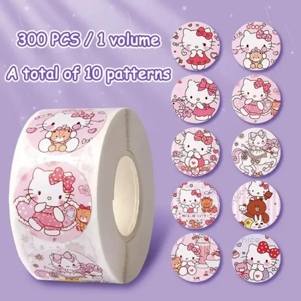 300Pcs/roll Sanrio Sticker Cartoon Kids Student Handbooks Kuromi Melody Reward Stickers Gift Girl Boy Decoration Decals Toys - Image 18