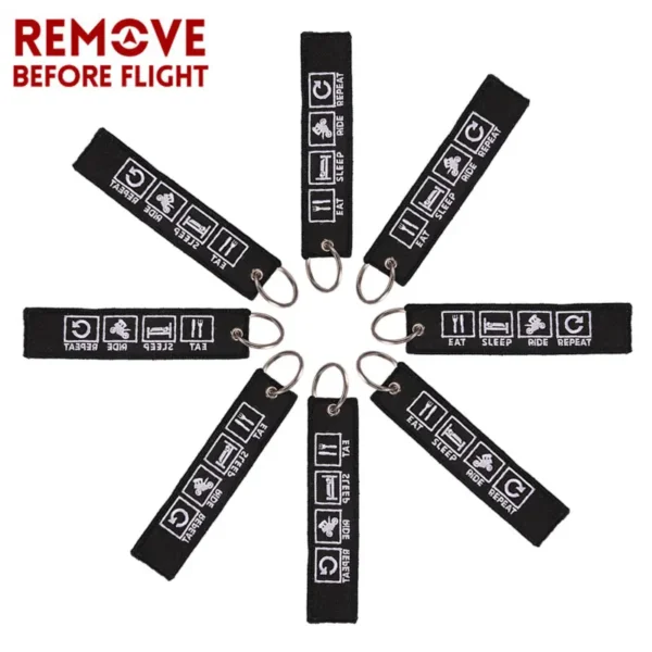 3Pcs Remove Before Flight Keychain Funny Eat Sleep Rid Repeat Car Trinket Pendant Key Chain Birthday Jewelry Party Gift - Image 6